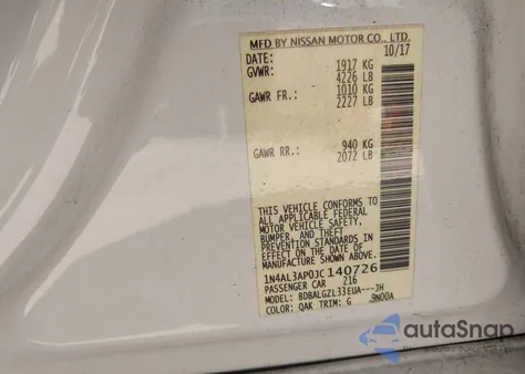 2018 Nissan Altima 2.5 S из США, поврежденный, VIN 1N4AL3AP0JC140726